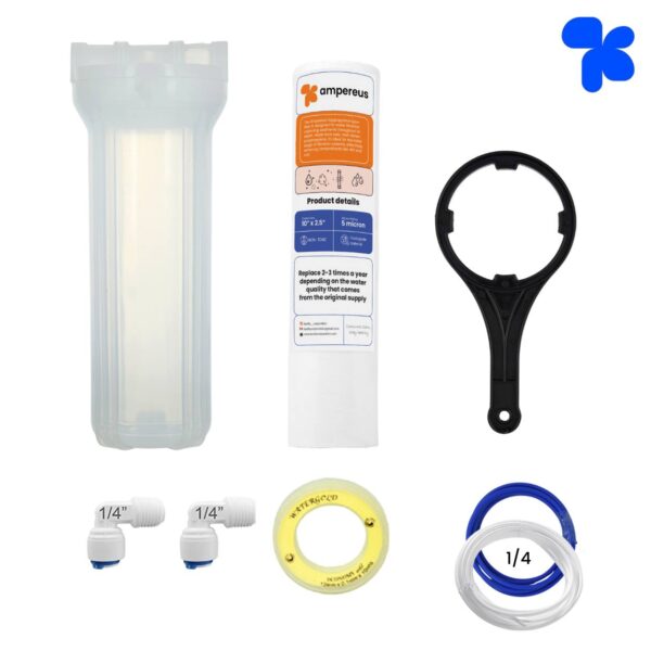 Semi Transparent Pre Filter Kit with 1 PP Spun Filter 2.5 Meter Pipe Each Suitable for All Kind of RO/UV/UF Water Purifiers