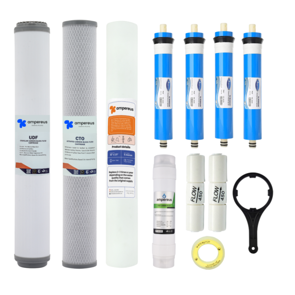 50 LPH RO Water Purifier Filter Replacement Service Kit with 1 GAC, 1 CTO, 2 Membrane, 1 PP Spun, 1 Post Carbon, 2 FR, 1 Spanner and 1 Teflon Tape