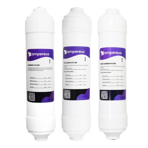 Pre Carbon Filter, Sediment Filter, Post Carbon Filter and Elbow, Inline Filter Set Suitable for all RO Water Purifiers