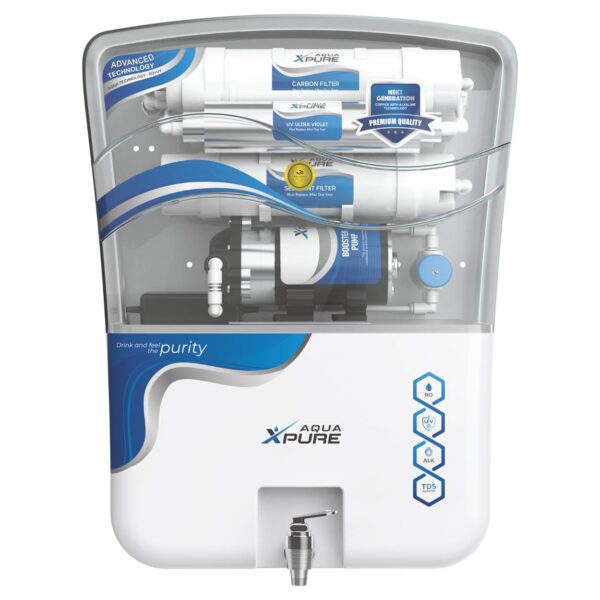 AQUA XPURE 4 in 1 Copper RO Water Purifier with 10 Stage Purification Filtration UV, UF, TDS Adjuster, Copper Alkaline Water filter for home with 10 Liter Large Storage Tank (White)