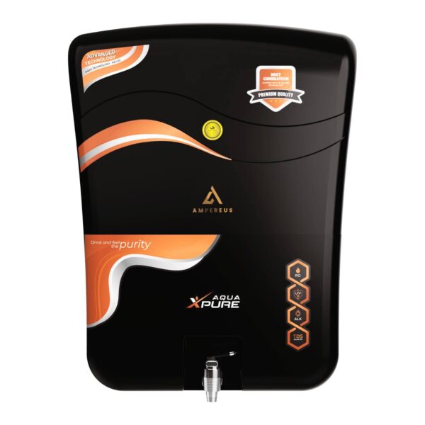 Ampereus AQUA xPURE 4in1 copper ro water purifier by 10 stage purification filter (Black) 10 L RO + UV + UF + TDS + ALK + Copper Water Purifier