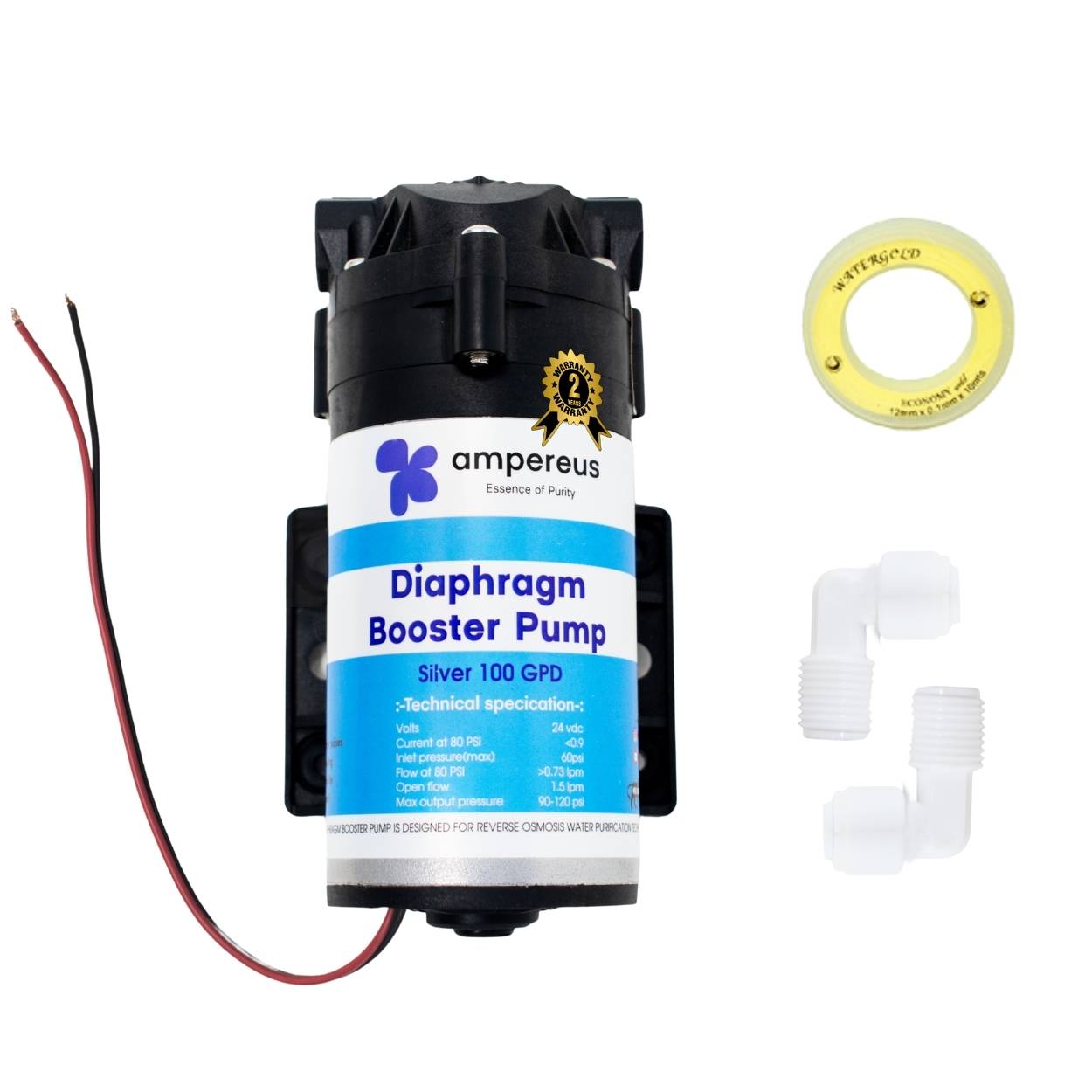 RO Booster Pump 100 GPD 24V DC Copper 2 Year Warranty RO Booster Pump 100 GPD 24V DC Copper 2 Year Warranty