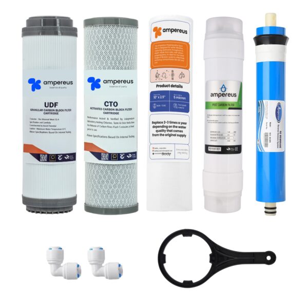 UTS RO Water Purifier Filter Replacement Service Kit with 1 GAC, 1 CTO, 1 Membrane, 1 PP Spun, 1 Post Carbon, 1 Spanner and 2 Elbow