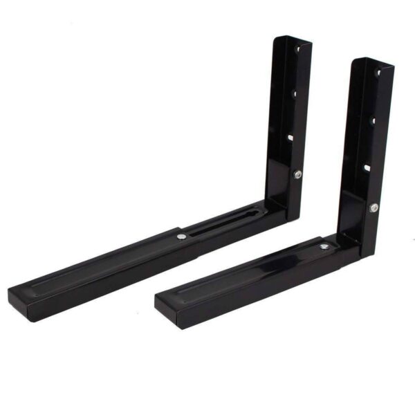 Cast Iron Imported Powder Coated Universal Fordable Extendable Stretch Shelf/Rack/Wall Mount/Bracket for Microwave Oven OTG Printer Speaker (Black)