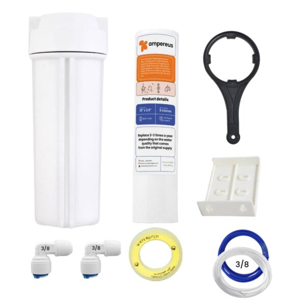 Pre filter Housing with Spun Filter, Elbow,plate,pipe,spanner, Taflon Tape Suitable for all Type water Purifier (heavy Imported double oring Bowl set 3/8) pressure take upto 15 kg
