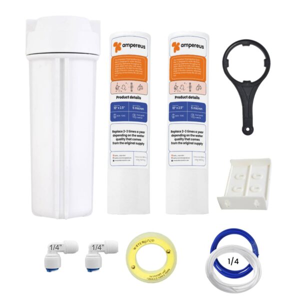 Pre filter Housing with Spun Filter, Elbow,plate,pipe, spanner,Taflon Tape Suitable for all Type water Purifier (heavy Bowl set 1/4 with two spun) pressure take upto 15 kg