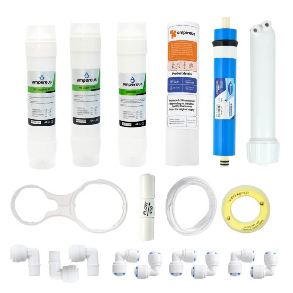 Ro Complete Filter Set Along with Filters and Membrane It is Suitable for All Kind of Ro UV UF Water Purifier (Work Upto 3000TDS)