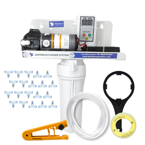Fogger Kit – 20 Nozzles, 150 GPD Pump & 30m Pipe for Dairy, Poultry & Outdoor Cooling