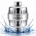 AMPEREUS shower filter for hard water with chrome finish